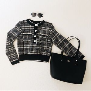 Zara Knitwear Plaid Blouse